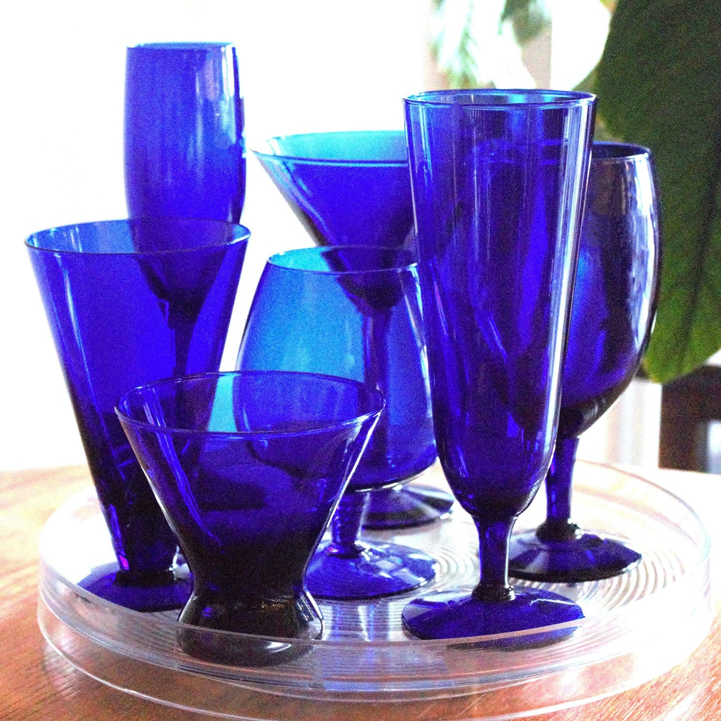Cobalt Blue Cocktail Glass Set (7 Piece): Vintage Home Barware