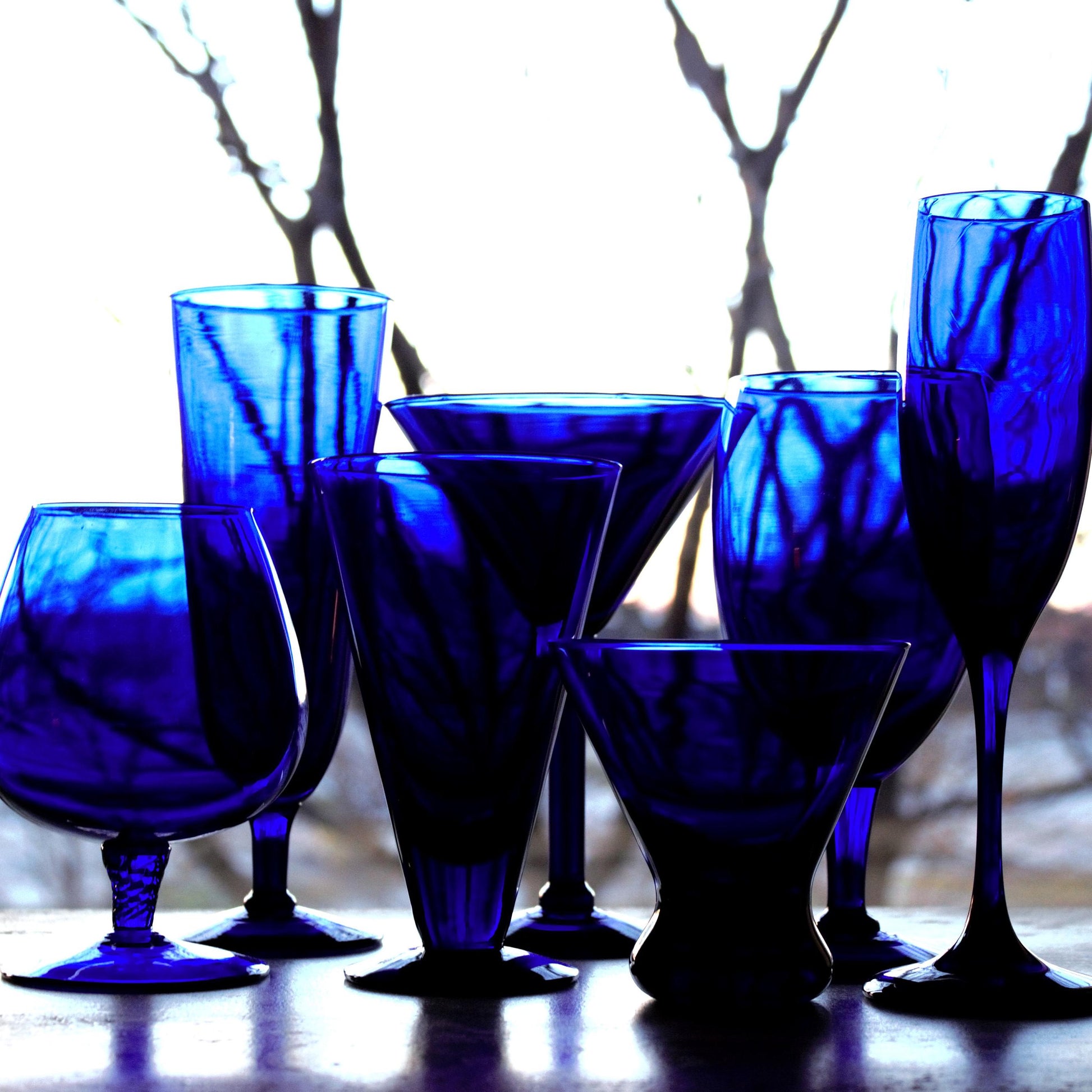 Cobalt Blue Cocktail Glass Set (7 Piece): Vintage Home Barware