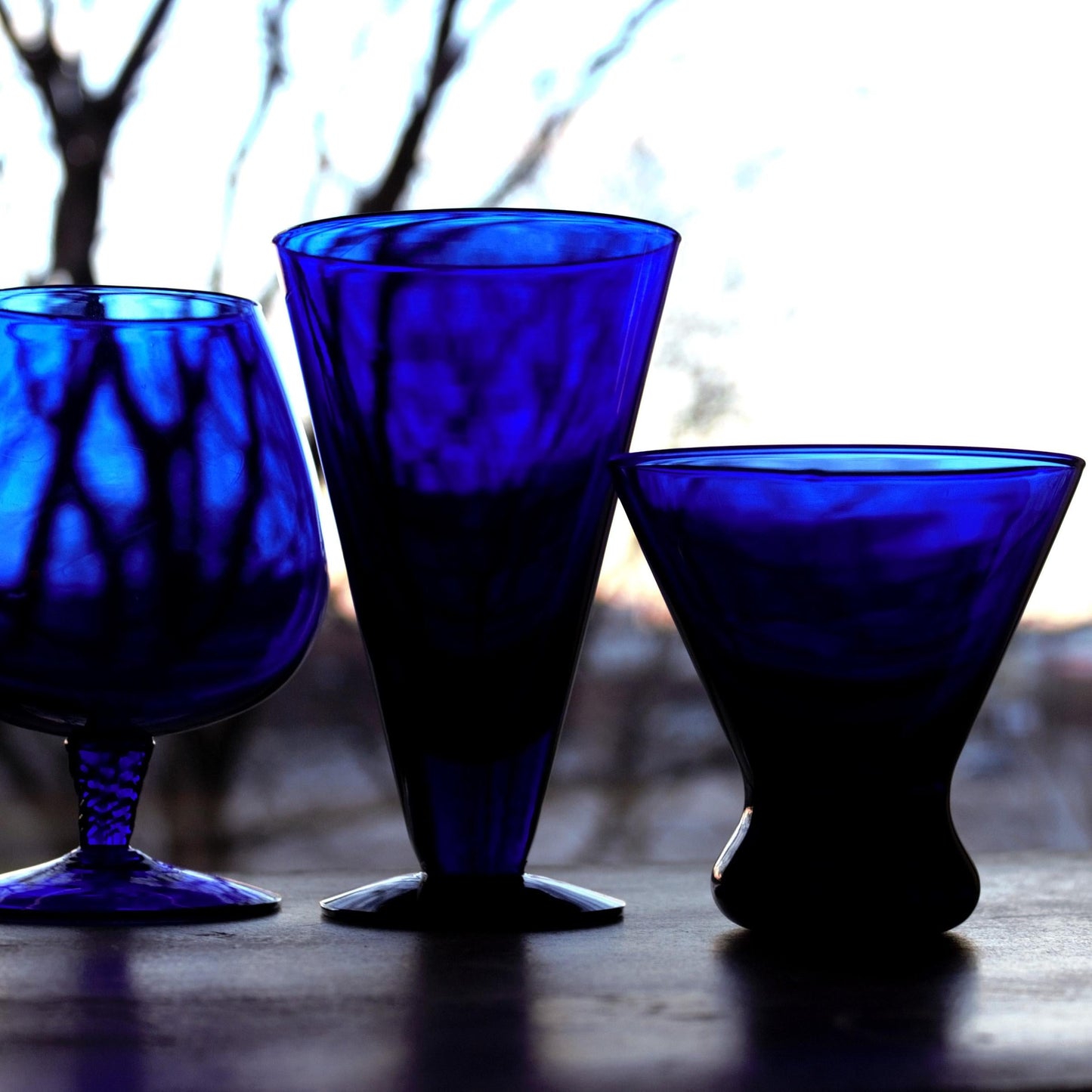 Cobalt Blue Cocktail Glass Set (7 Piece): Vintage Home Barware