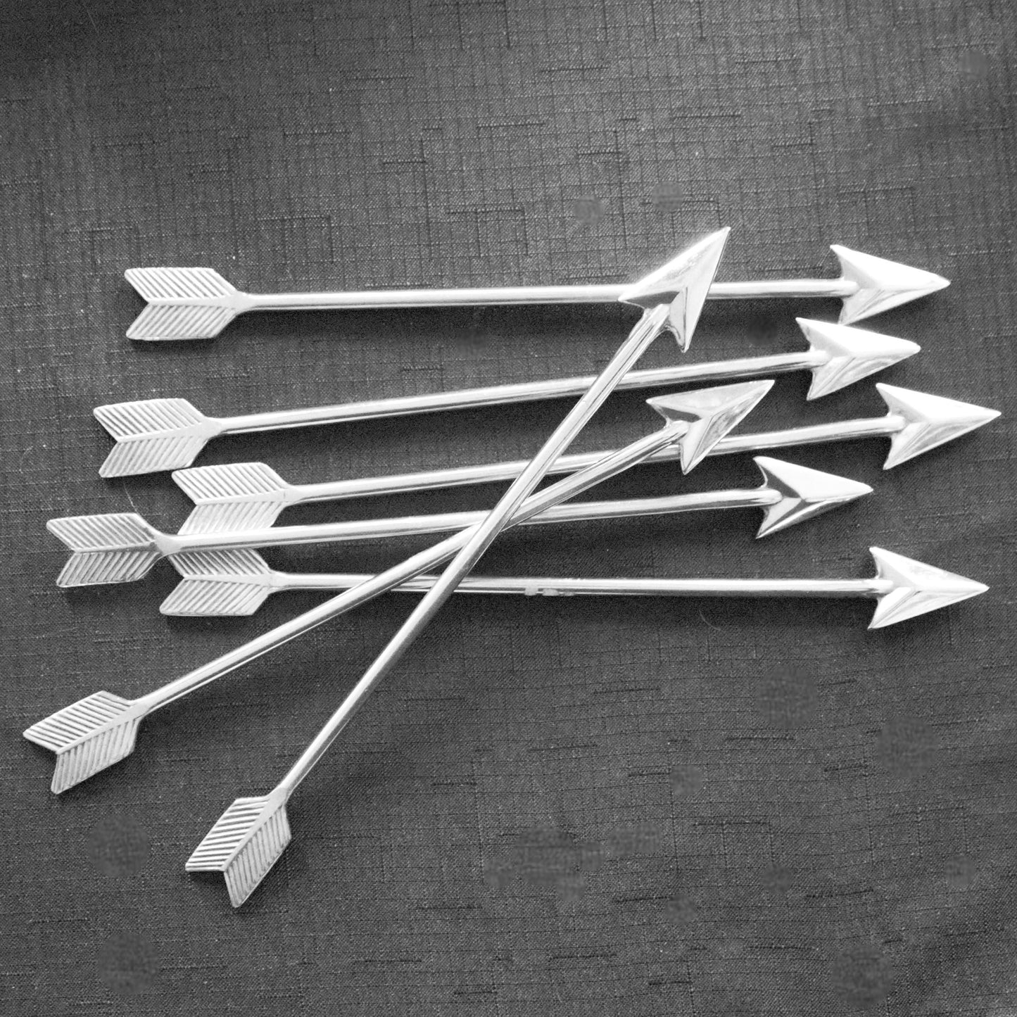 Metal Arrow Set: 7 Silver Archery Props, Western Decor (10")