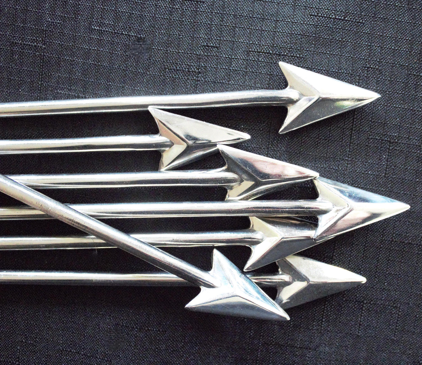 Metal Arrow Set: 7 Silver Archery Props, Western Decor (10")