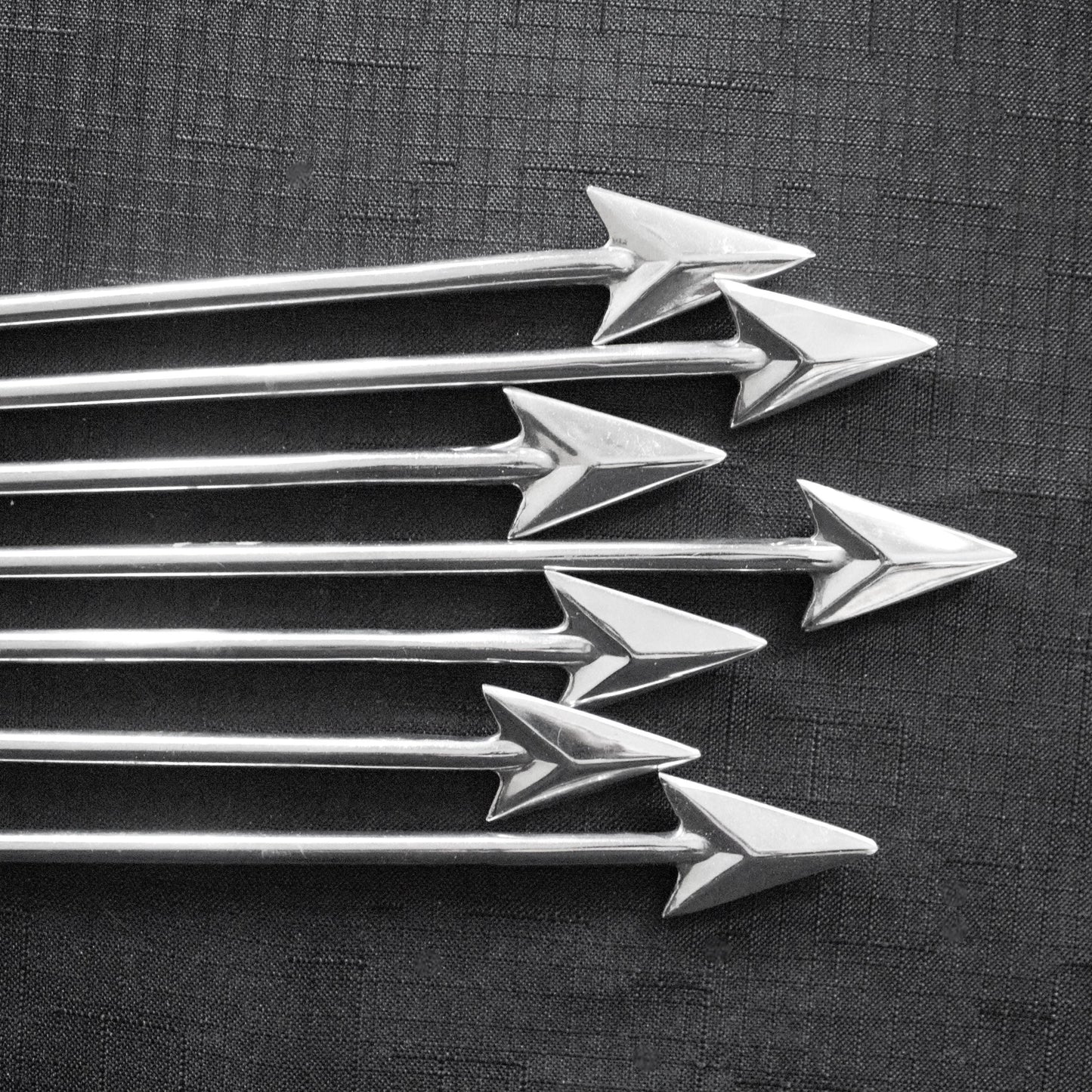 Metal Arrow Set: 7 Silver Archery Props, Western Decor (10")