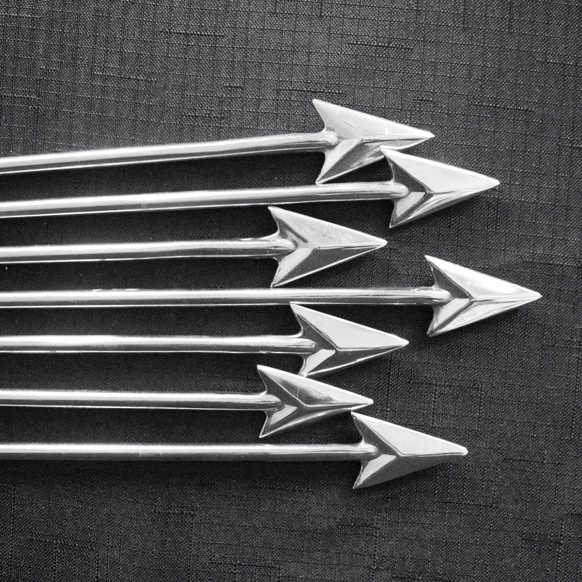 Metal Arrow Set: 7 Silver Archery Props, Western Decor (10")