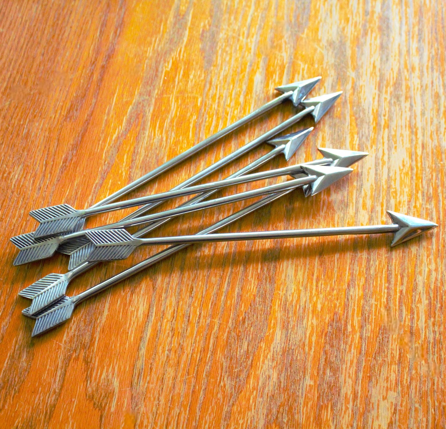 Metal Arrow Set: 7 Silver Archery Props, Western Decor (10")