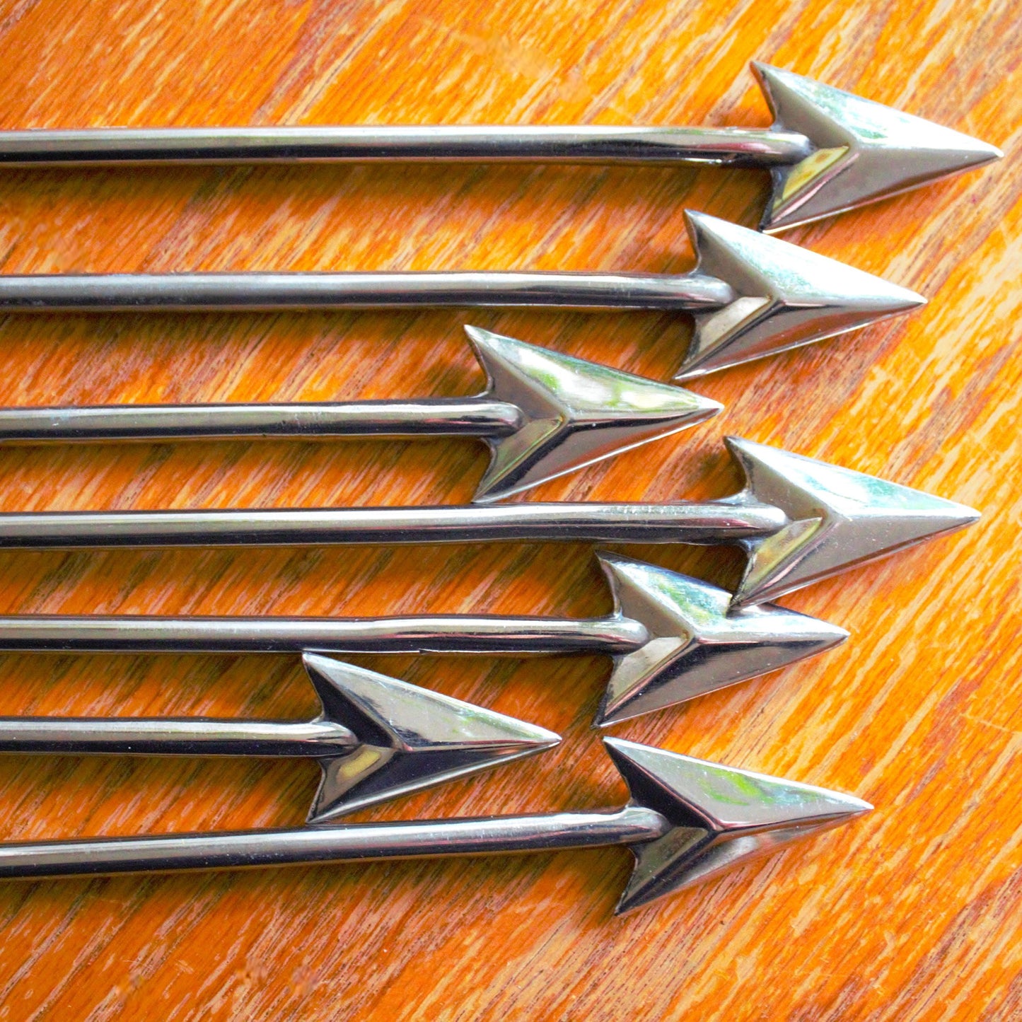 Metal Arrow Set: 7 Silver Archery Props, Western Decor (10")