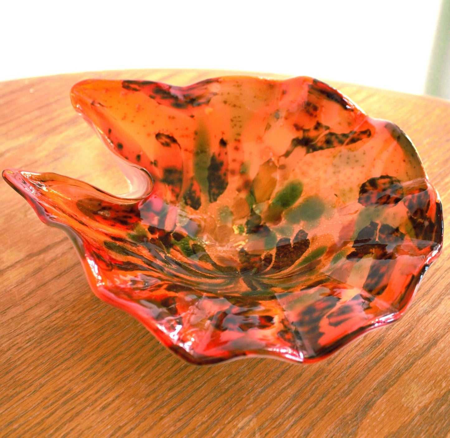 Vintage Murano Glass Bowl: Orange Aventurine Tutti Frutti Pinched Bowl