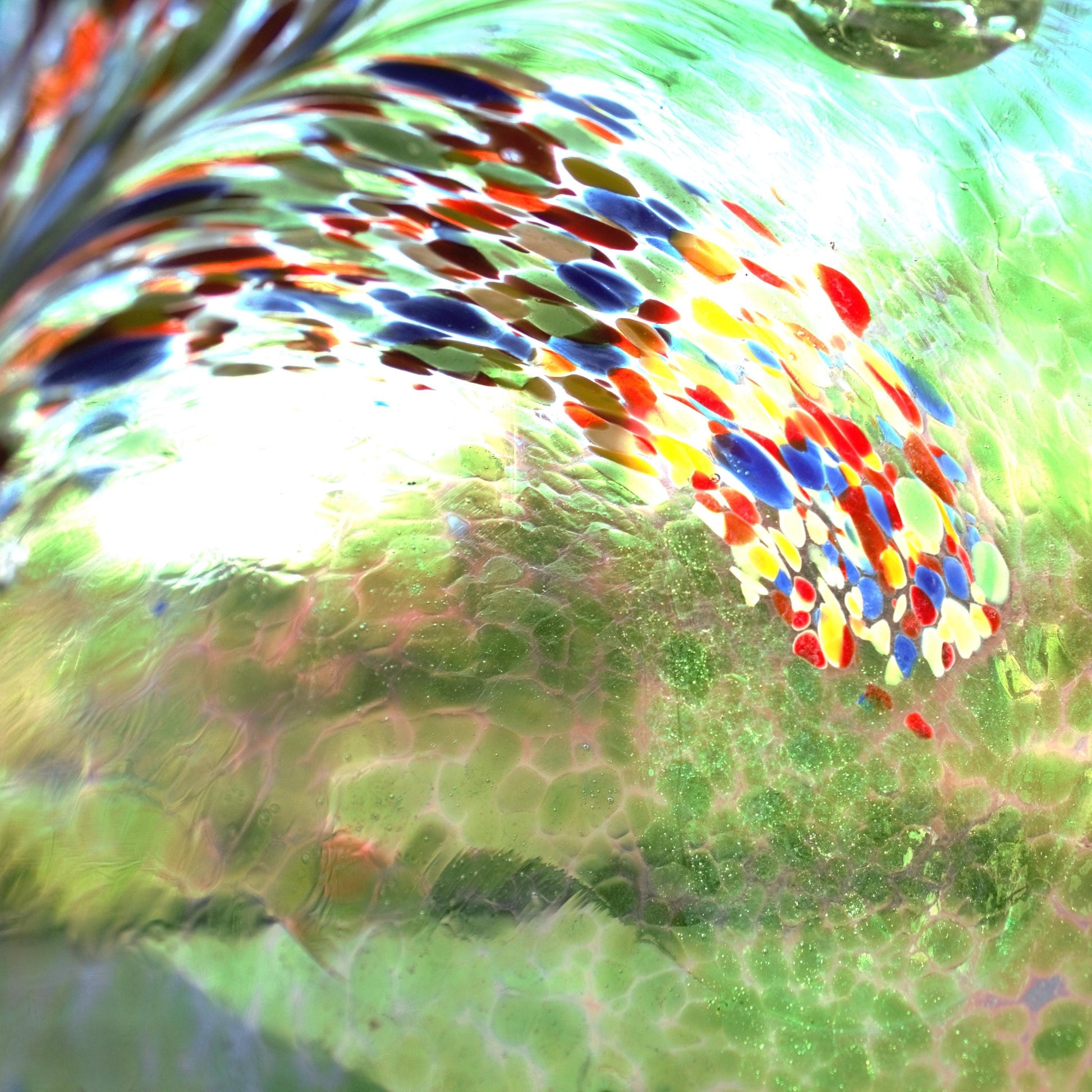 Handmade Blown Glass Hanging Sculpture: Colorful Garden Decor