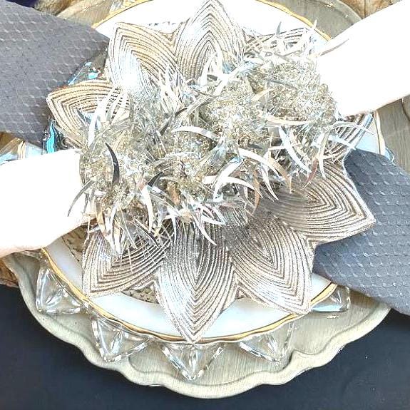 Vintage Silver Beaded Napkin Rings: Glittery Table Decor, Set of 4