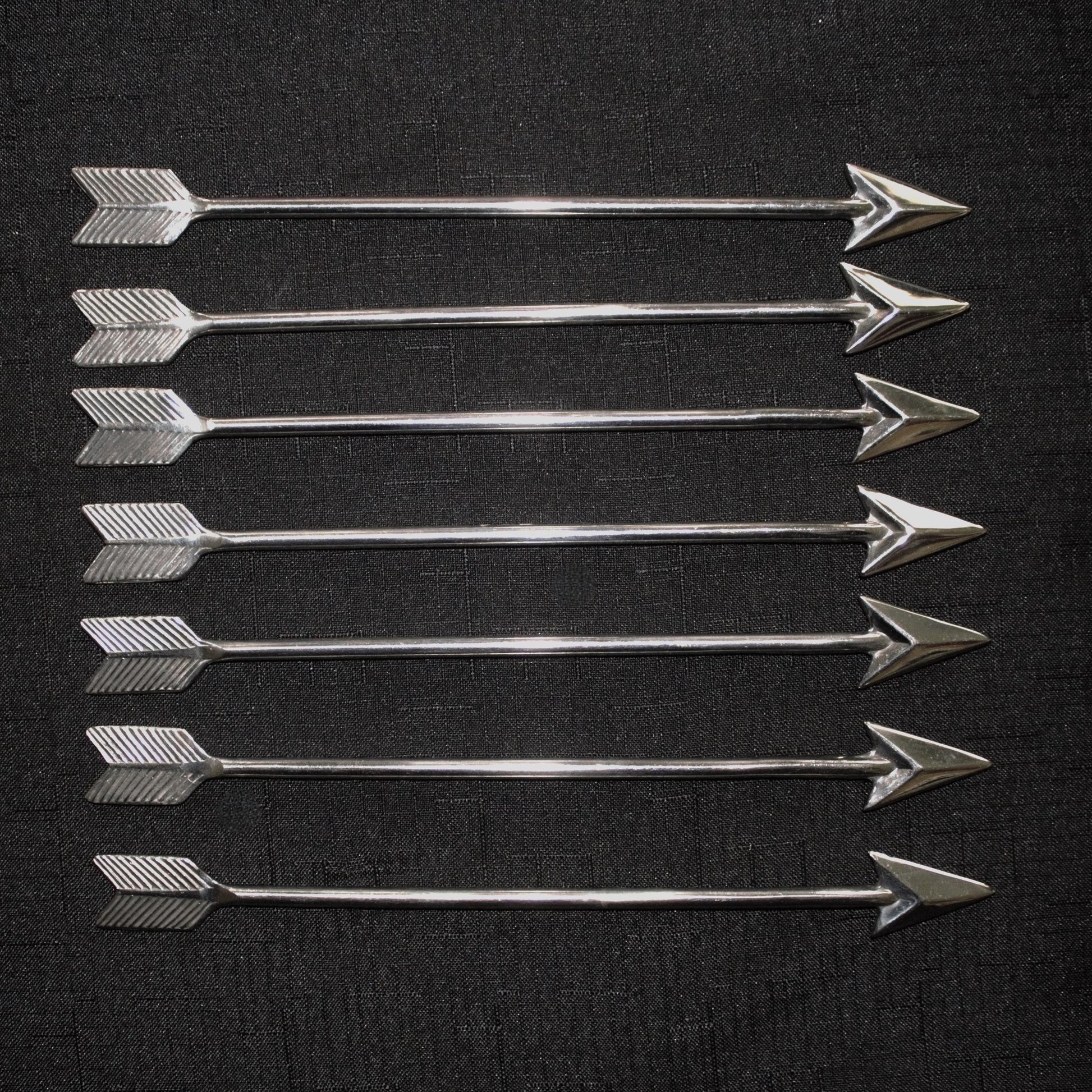 Metal Arrow Set: 7 Silver Archery Props, Western Decor (10")