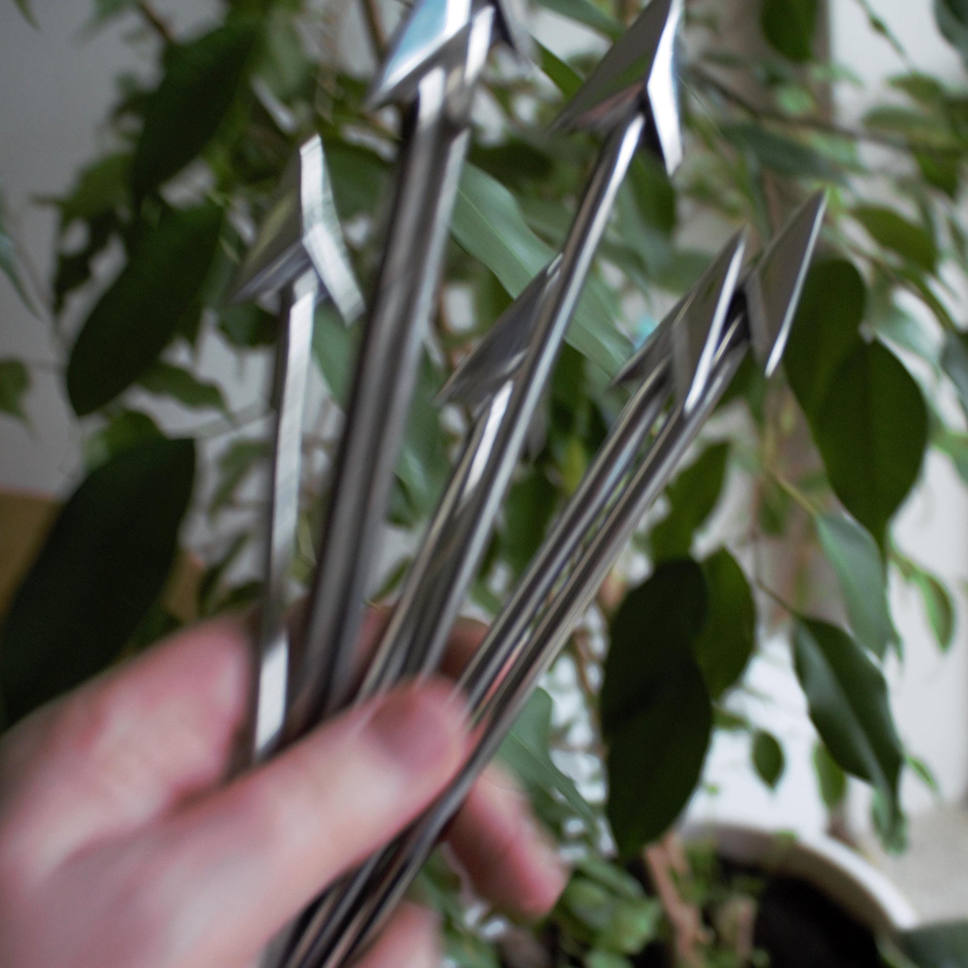 Metal Arrow Set: 7 Silver Archery Props, Western Decor (10")