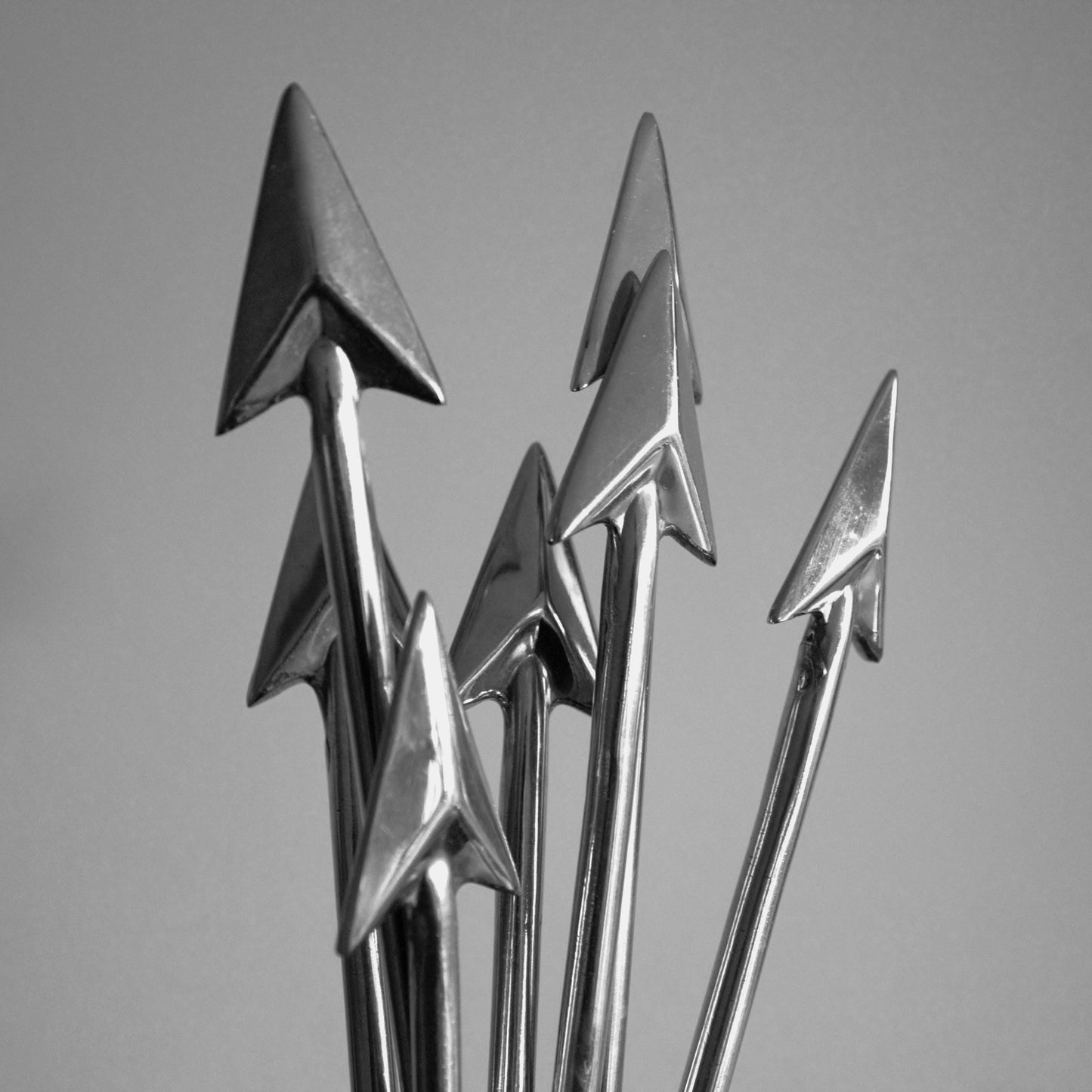 Metal Arrow Set: 7 Silver Archery Props, Western Decor (10")