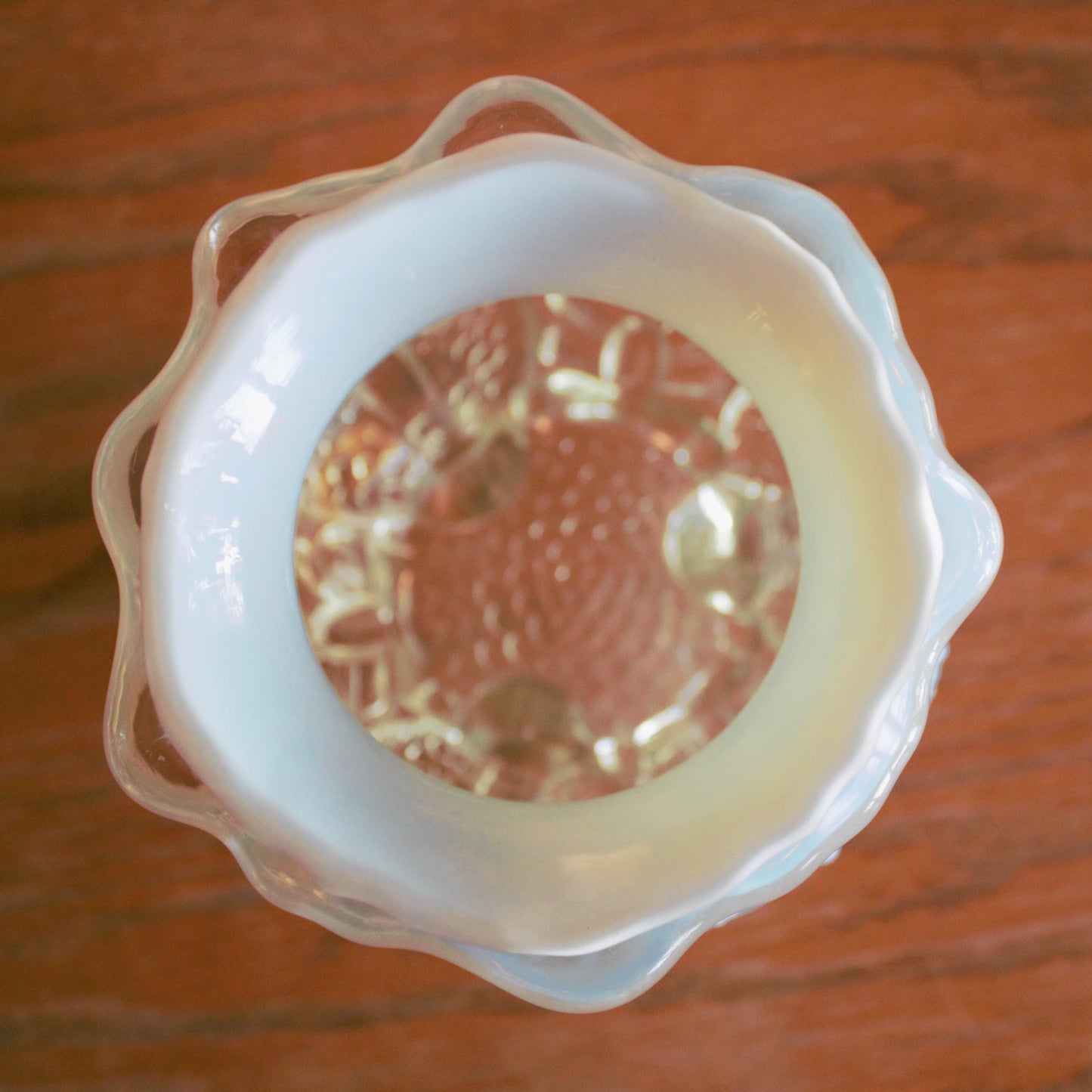 Antique Sowerby Opalescent Glass Rose Bowl: Piasa Bird, Tri-Footed