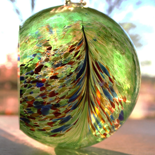 Handmade Blown Glass Hanging Sculpture: Colorful Garden Decor