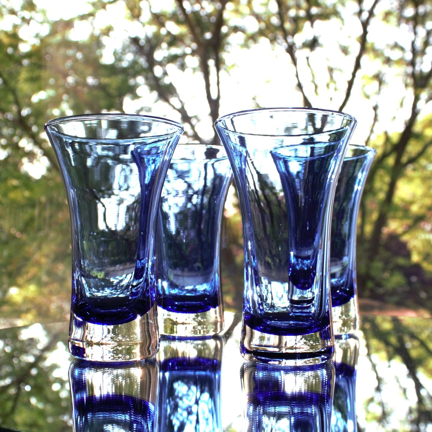 Cobalt Blue Cocktail Glasses, Set of 4: Elegant Blown Glassware