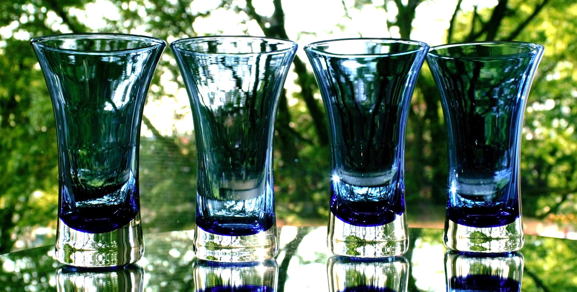 Cobalt Blue Cocktail Glasses, Set of 4: Elegant Blown Glassware