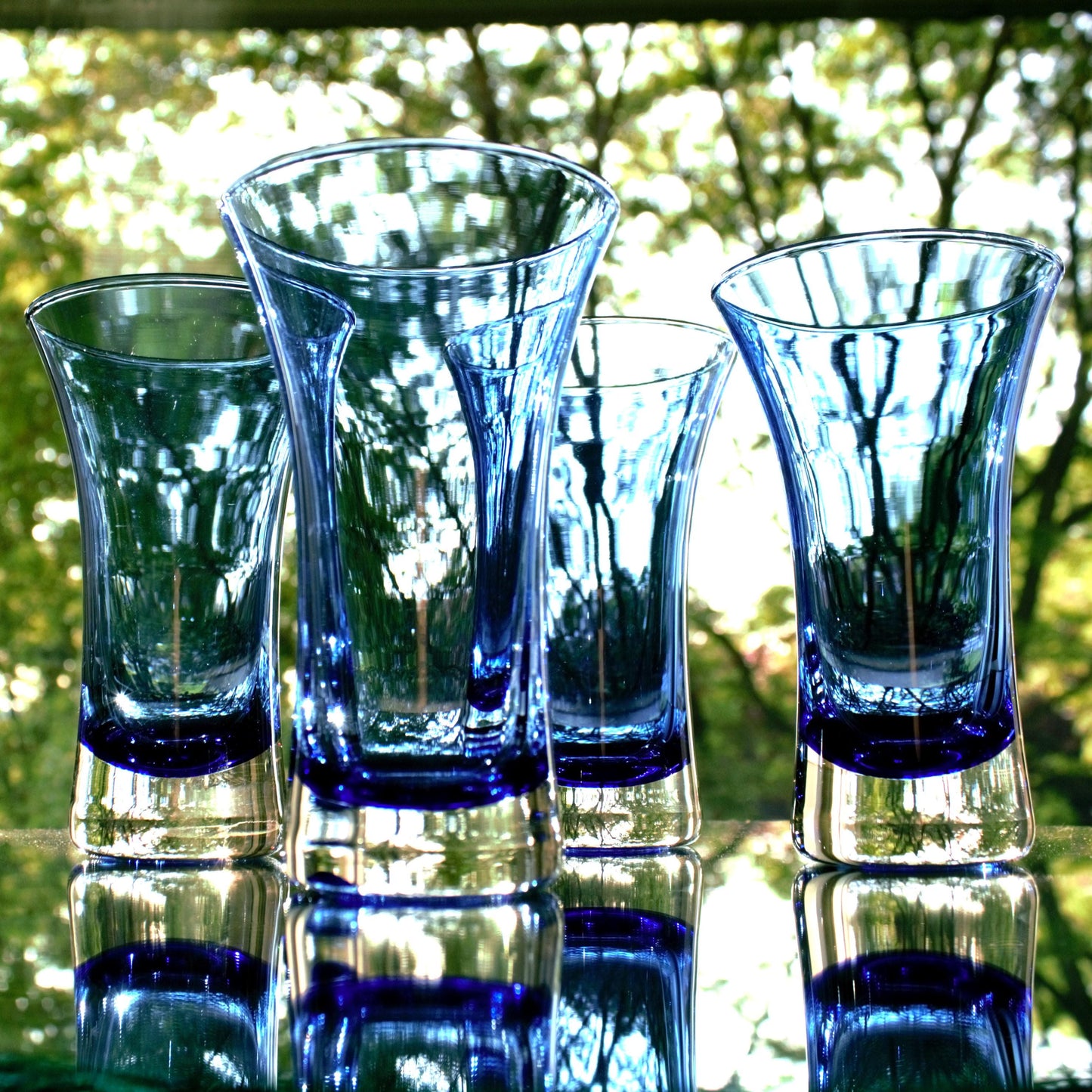 Cobalt Blue Cocktail Glasses, Set of 4: Elegant Blown Glassware