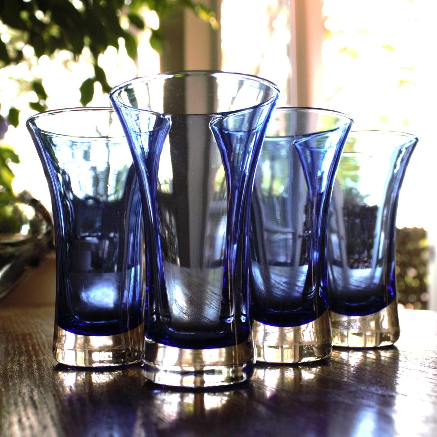 Cobalt Blue Cocktail Glasses, Set of 4: Elegant Blown Glassware
