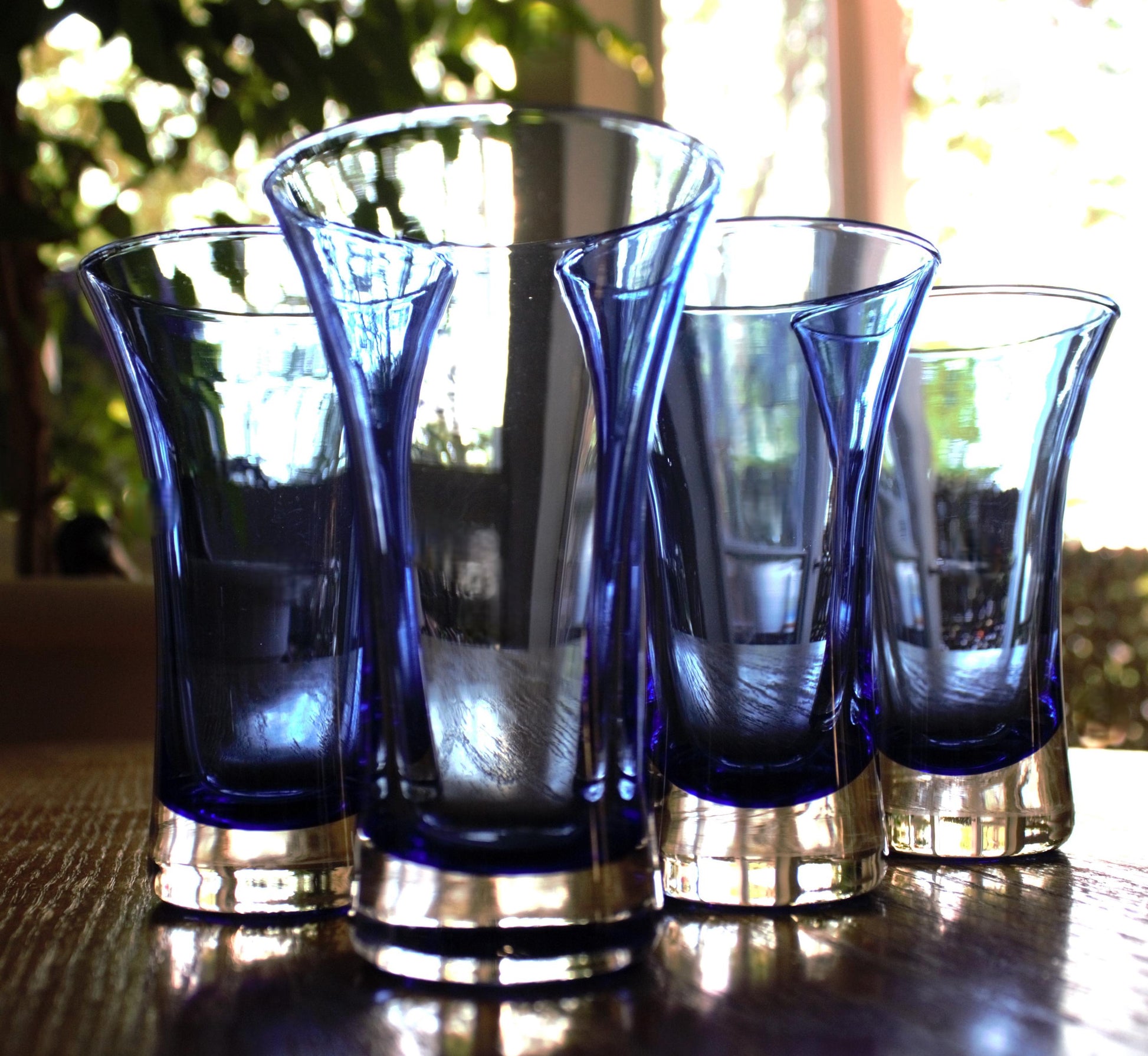 Cobalt Blue Cocktail Glasses, Set of 4: Elegant Blown Glassware