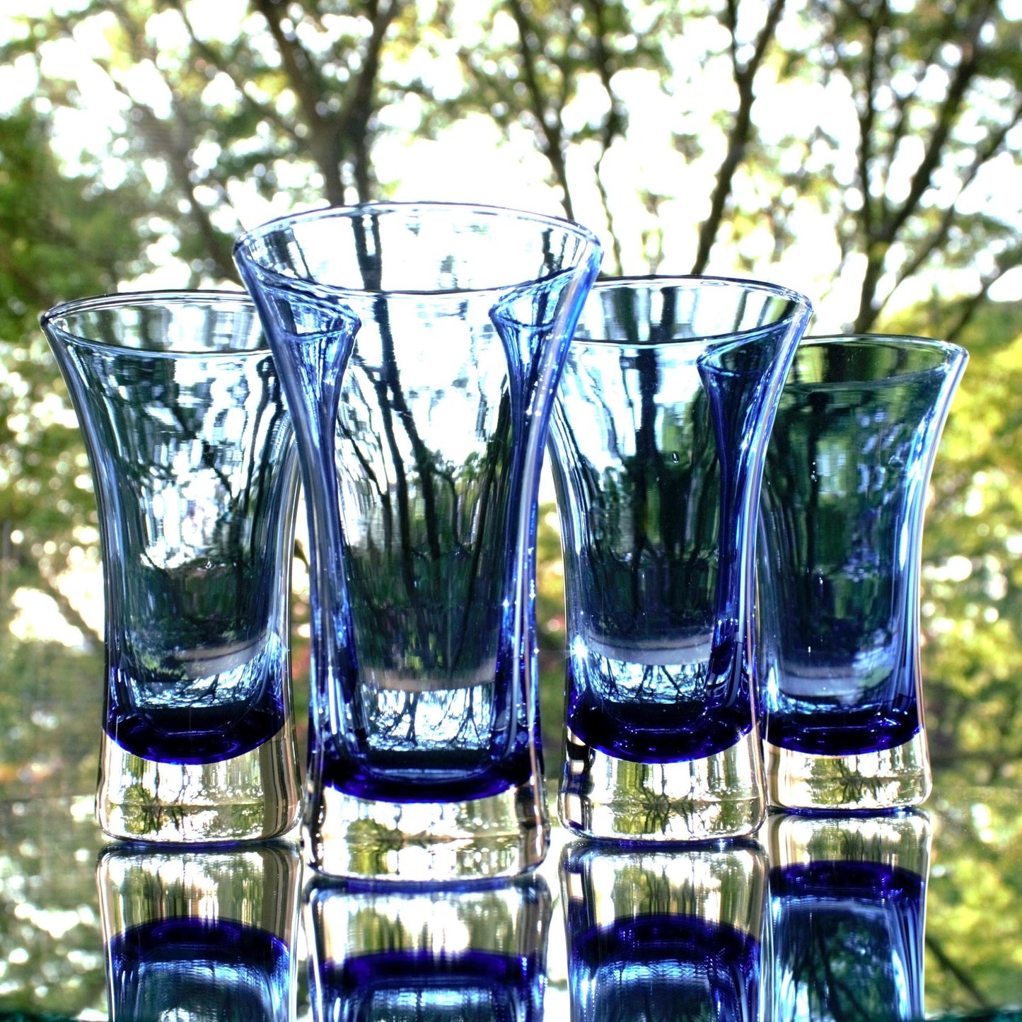 Cobalt Blue Cocktail Glasses, Set of 4: Elegant Blown Glassware