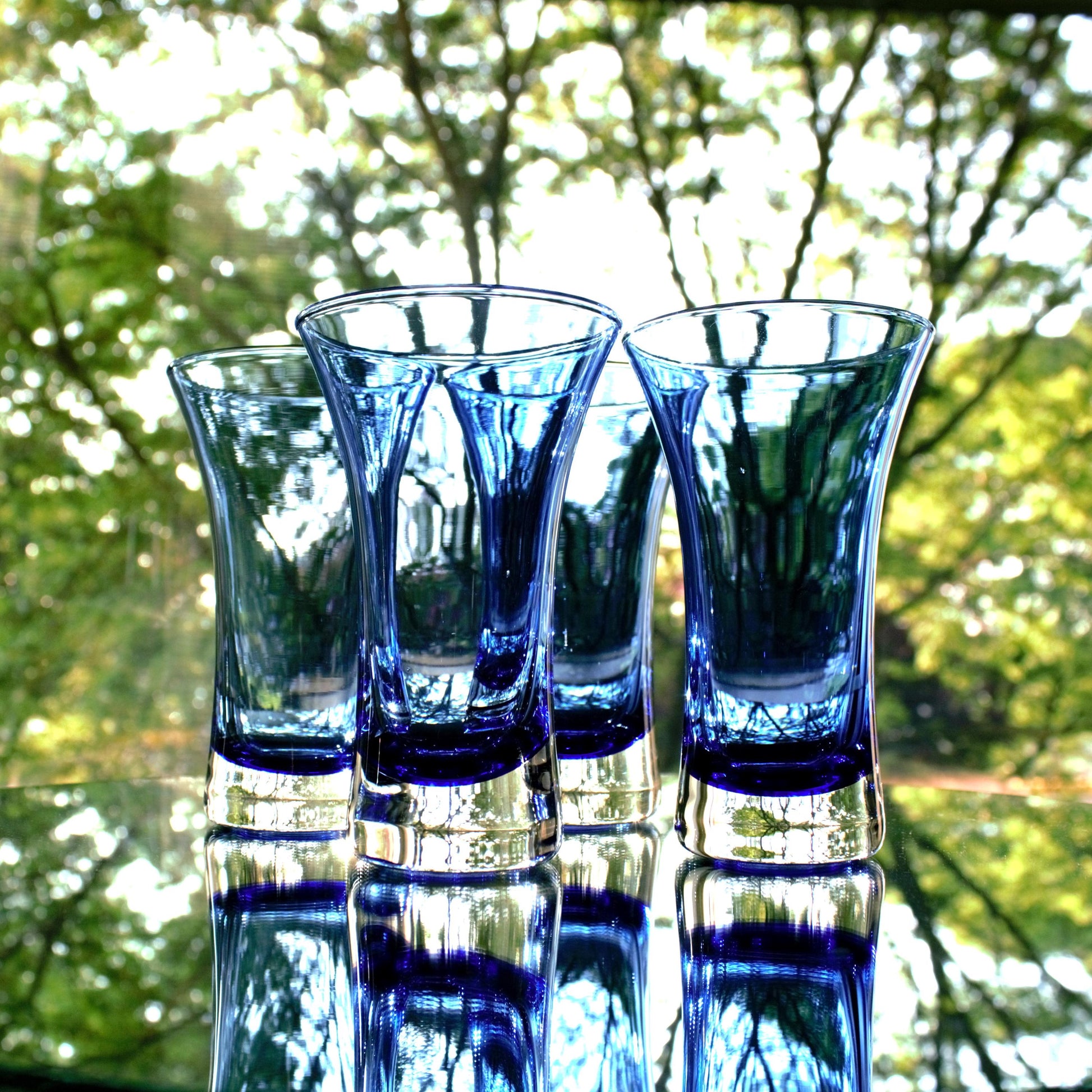 Cobalt Blue Cocktail Glasses, Set of 4: Elegant Blown Glassware
