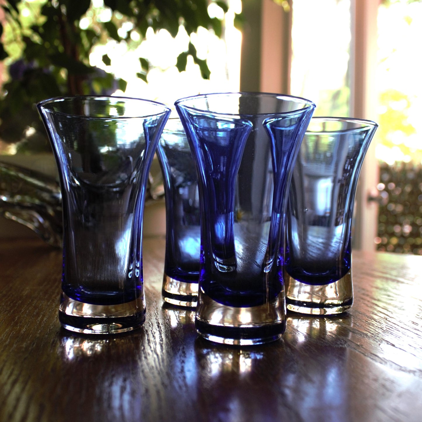 Cobalt Blue Cocktail Glasses, Set of 4: Elegant Blown Glassware