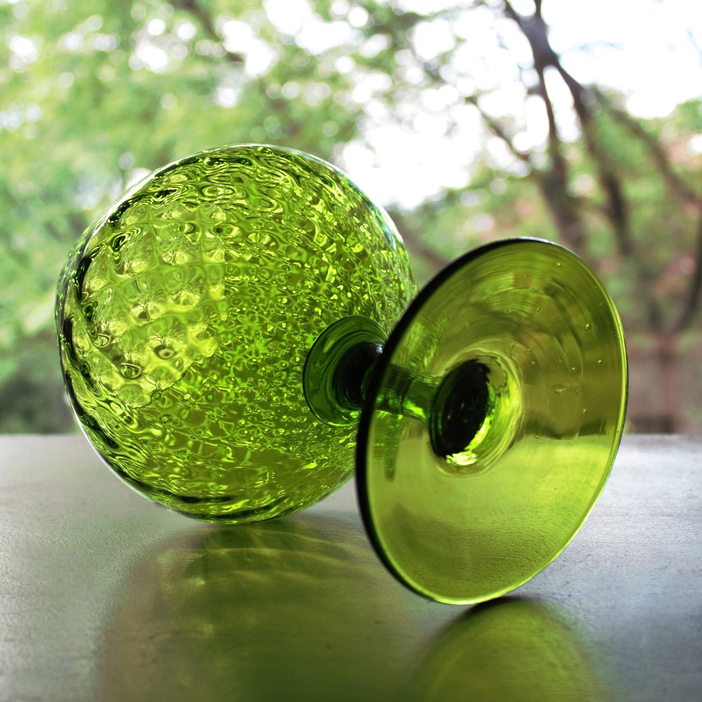 Green Empoli Glass Snifter: Vintage Italian Diamond Optic Decor, vintage vase