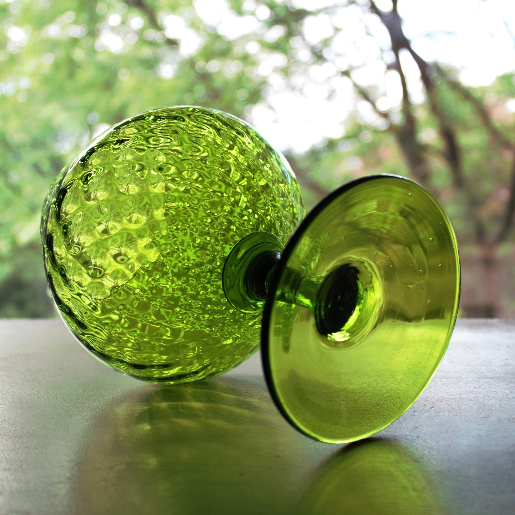 Green Empoli Glass Snifter: Vintage Italian Diamond Optic Decor, vintage vase