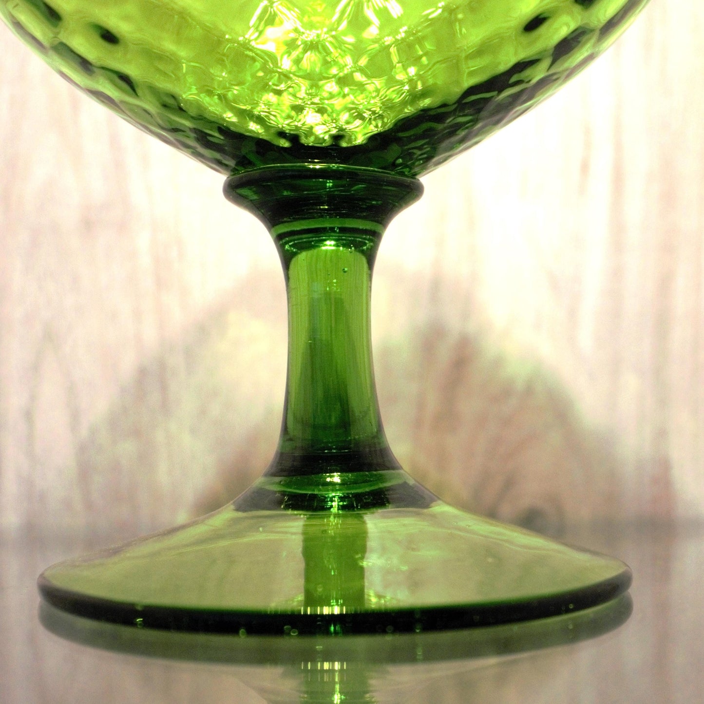 Green Empoli Glass Snifter: Vintage Italian Diamond Optic Decor, vintage vase