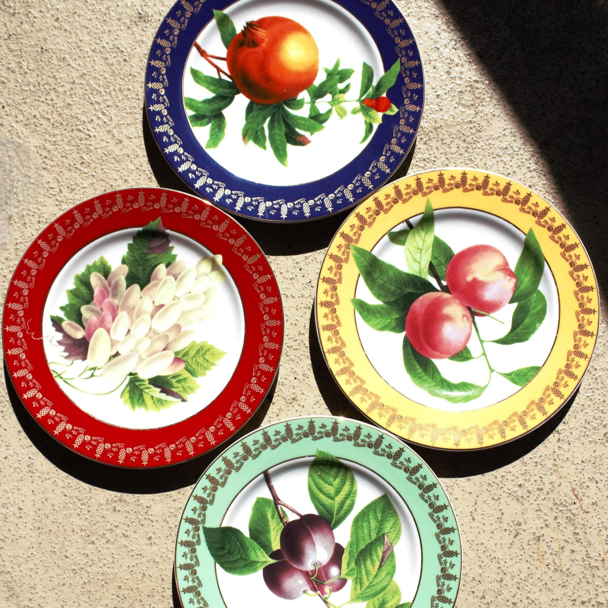 American Atelier Porcelain Dessert Plates (Set of 4) - Gold Fruit Pattern