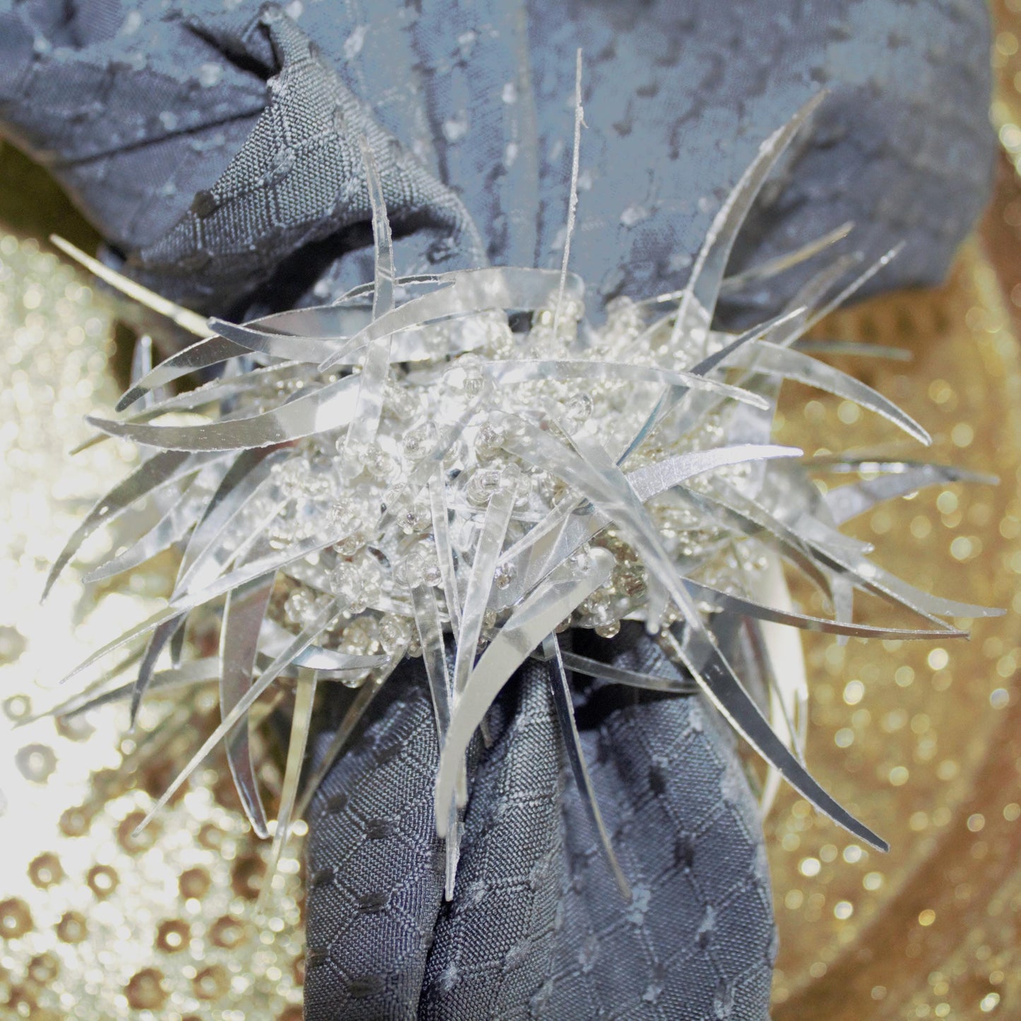 Vintage Silver Beaded Napkin Rings: Glittery Table Decor, Set of 4