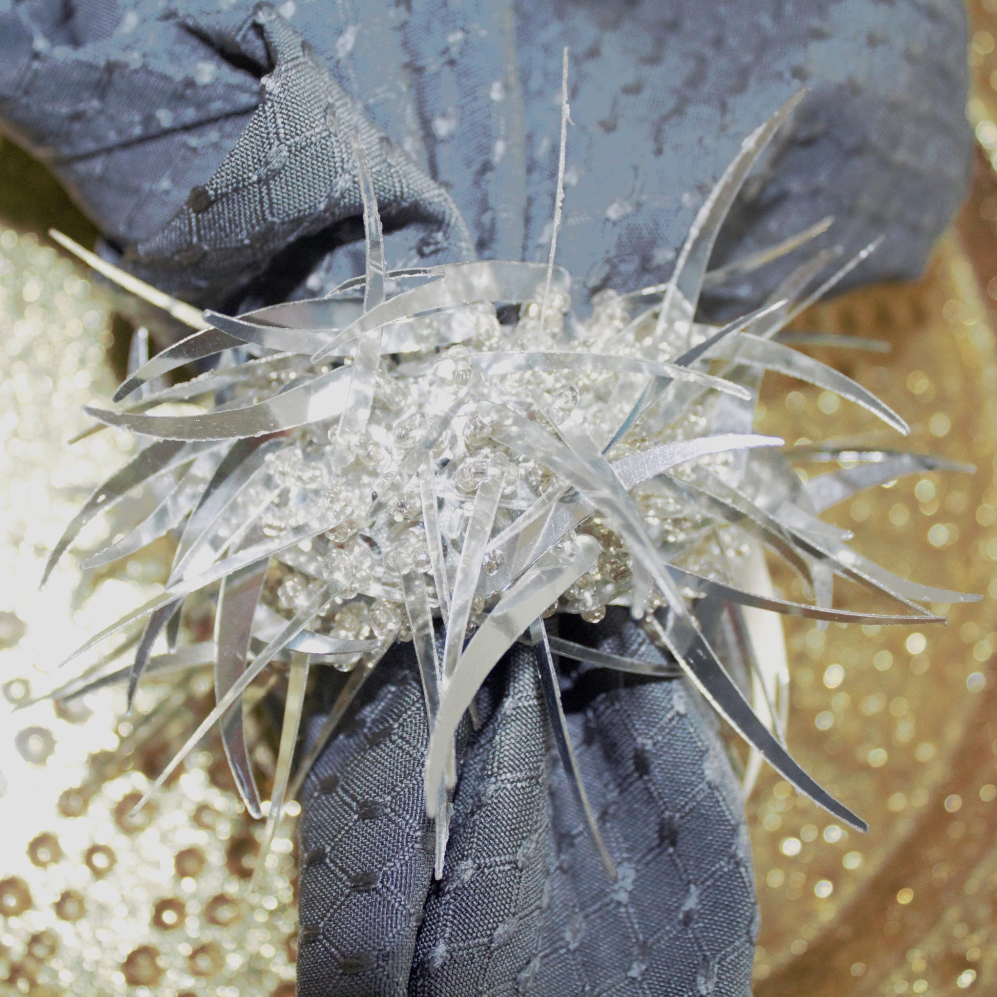 Vintage Silver Beaded Napkin Rings: Glittery Table Decor, Set of 4