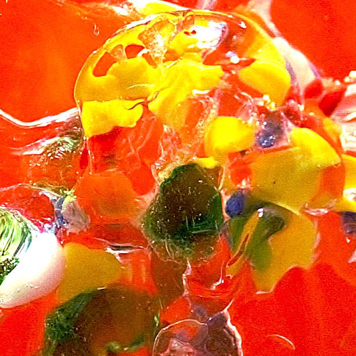 Vintage Murano Orange Cased Glass Vase, Applied Flower Decoration