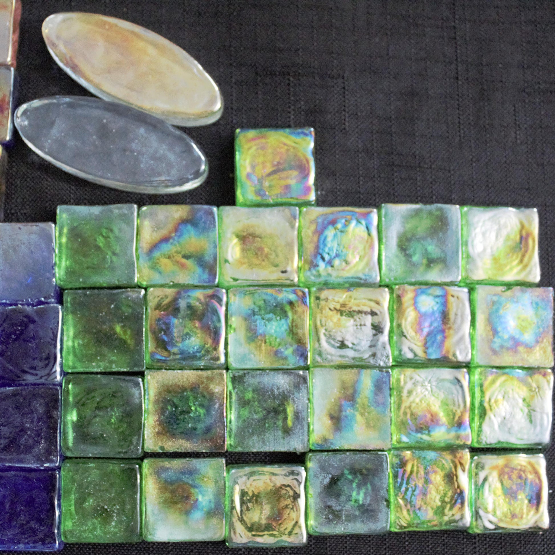 Iridescent Stained Glass Pieces, Craft Supplies, 35 Mixed Shapes