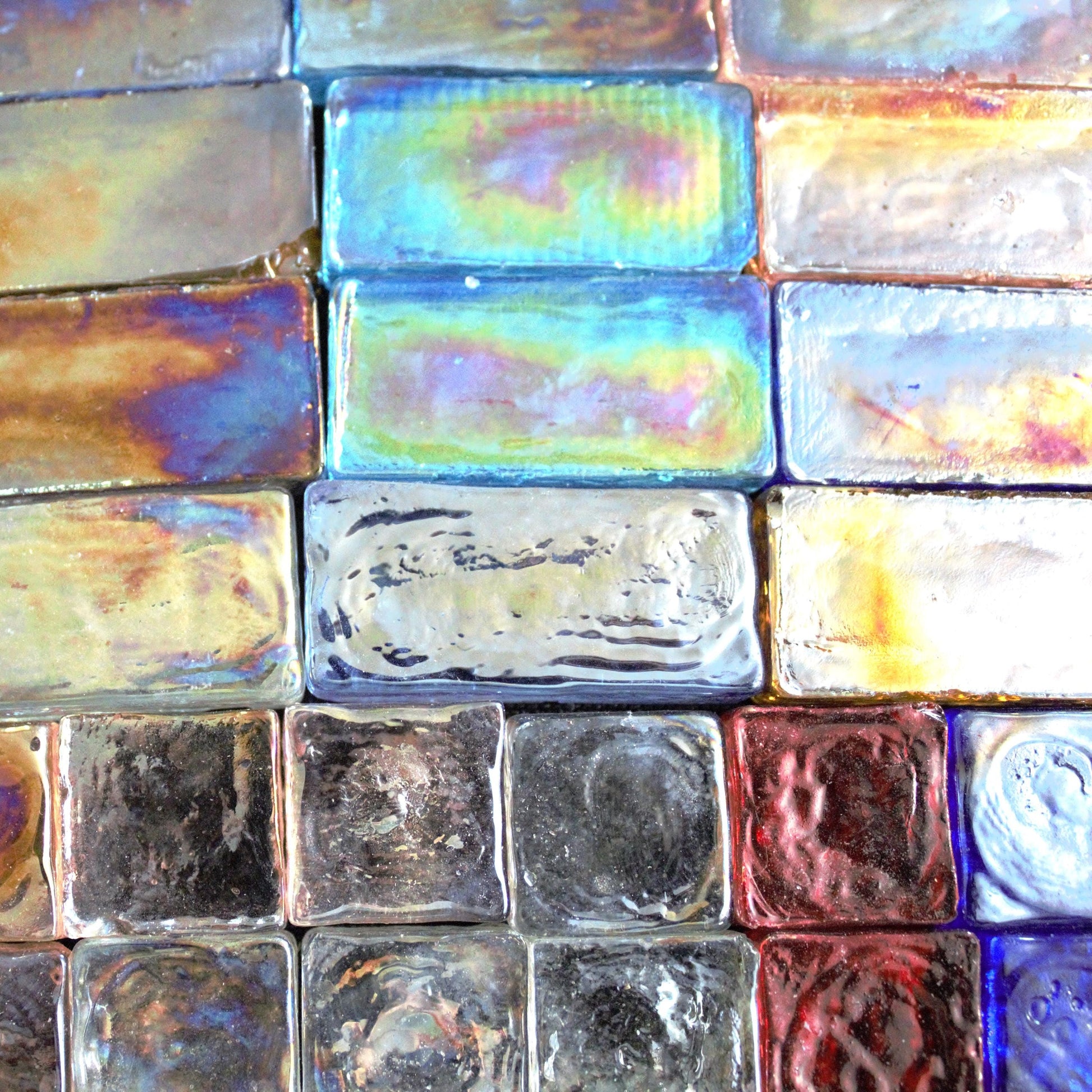 Iridescent Stained Glass Pieces, Craft Supplies, 35 Mixed Shapes