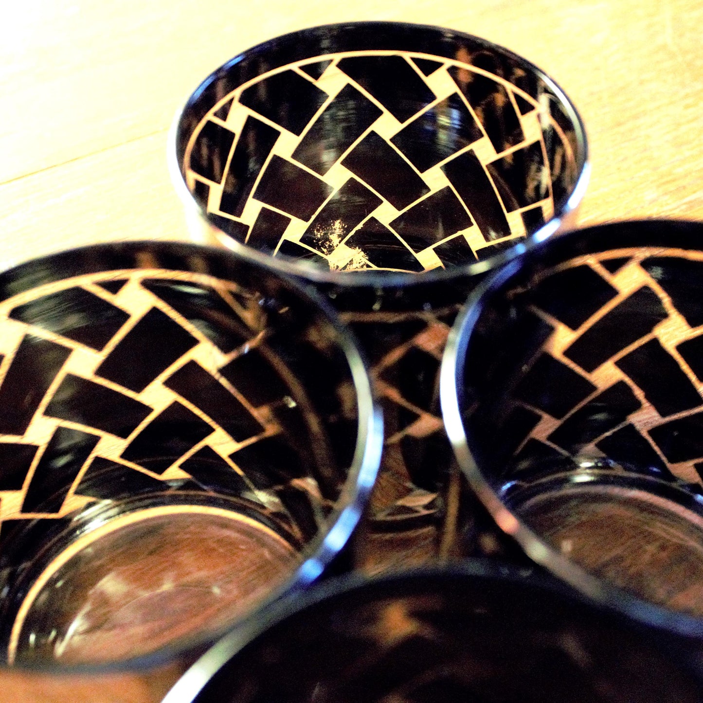 Vintage Silver and clear rock Glasses - Mid-Century Modern Barware, Set of 4, MCM bar cabinet