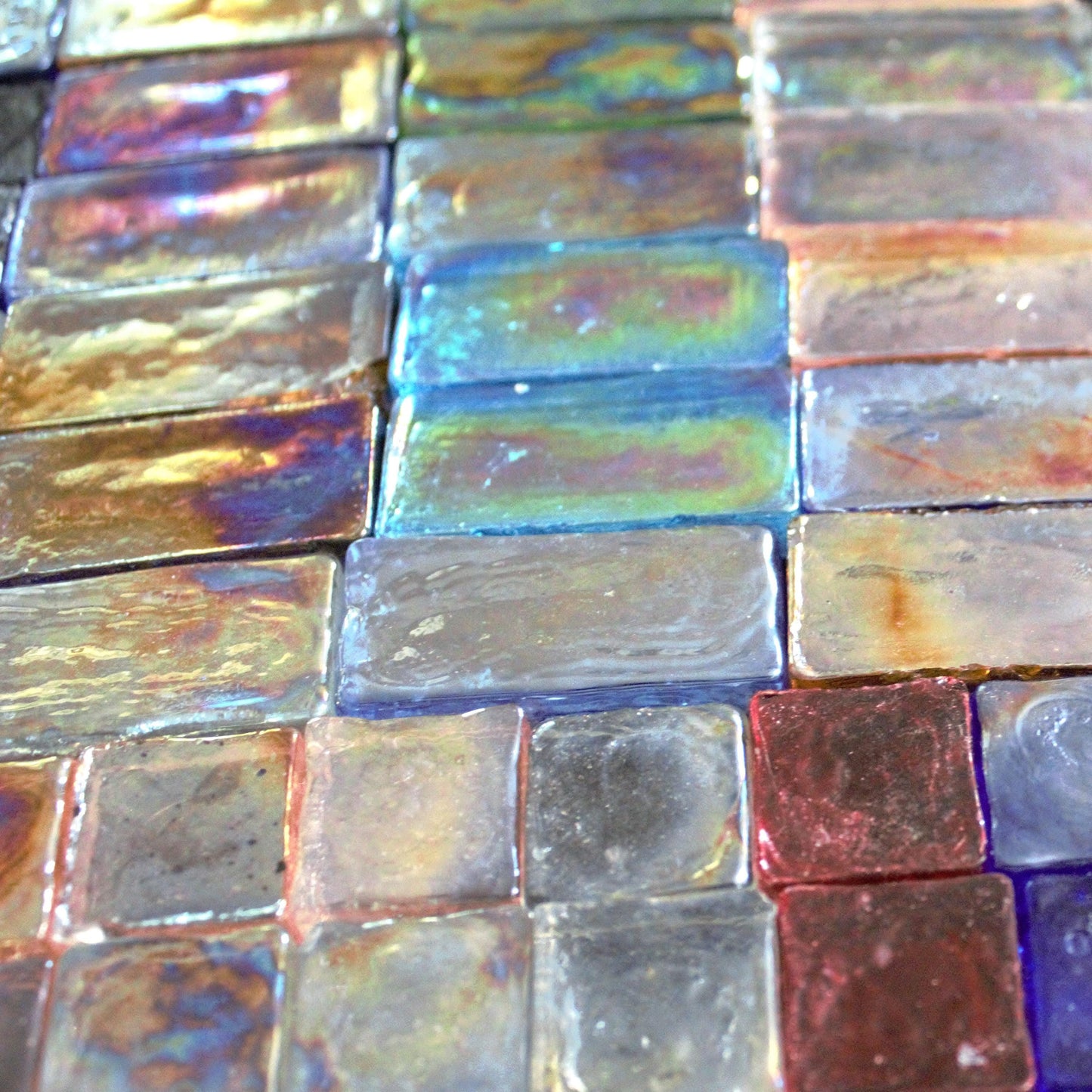 Iridescent Stained Glass Pieces, Craft Supplies, 35 Mixed Shapes