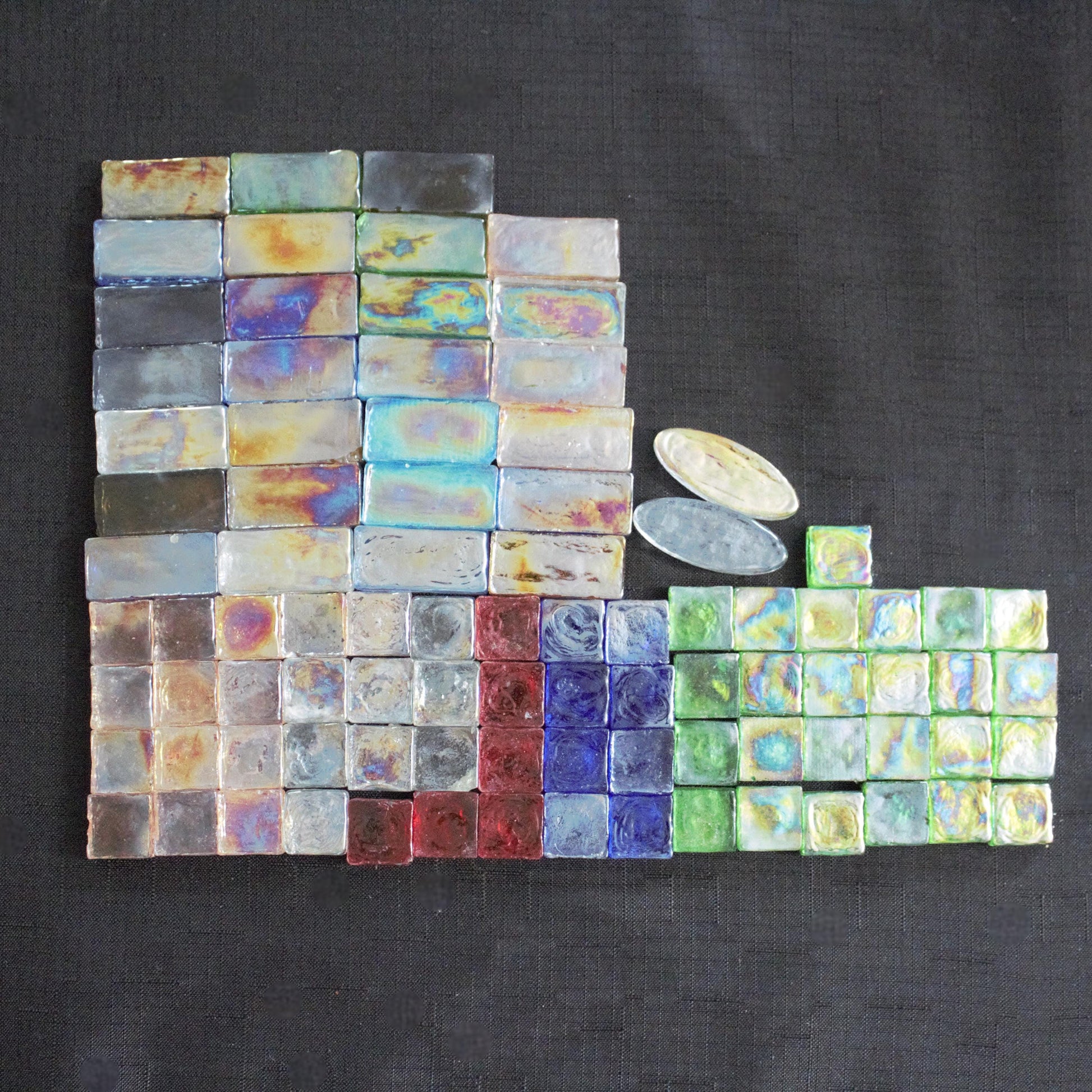 Iridescent Stained Glass Pieces, Craft Supplies, 35 Mixed Shapes